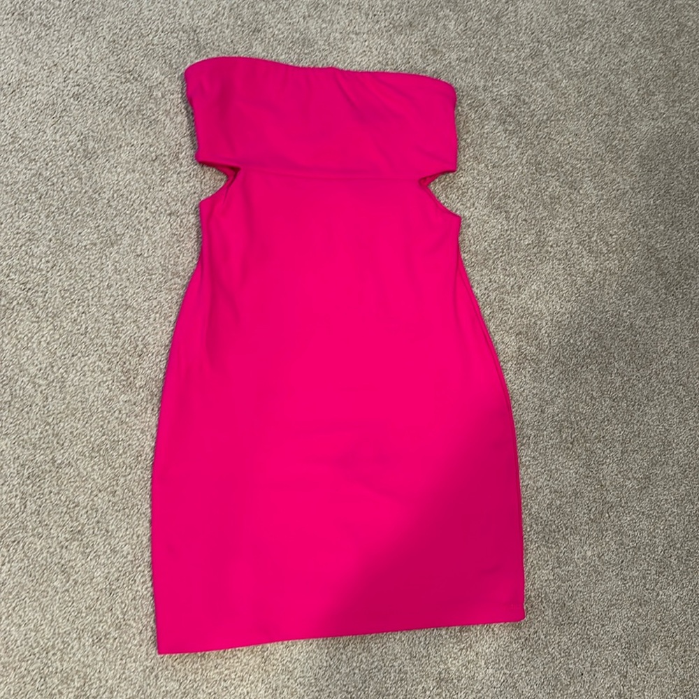 Susana Monaco hot pink strapless mini dress with cutouts. Small
